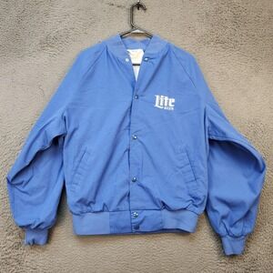 Vintage 80s Lite Beer WestArk Jacket Large Blue Made in USA Embroidered Logo Men
